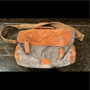 Leather and canvas messenger bag